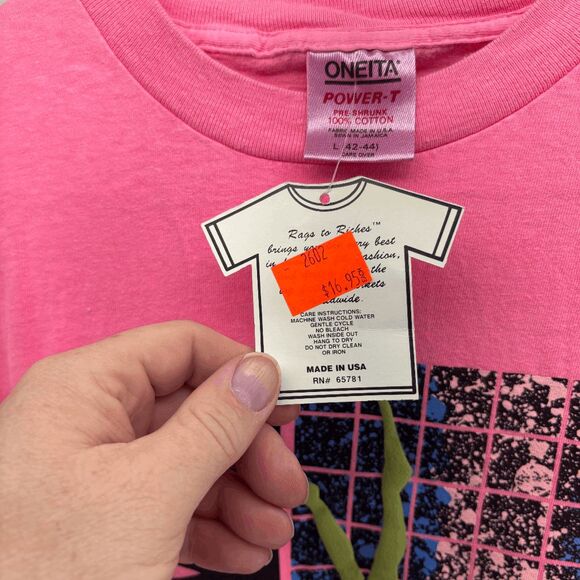 VTG NOS Rags to Riches Dive St. Thomas NWT Pink Dive Shirt Mens Large - Picture 4 of 6